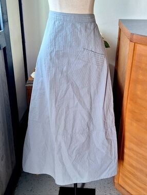 FLAX Cotton A-Line Textured Skirt in Bluegrass, Large, NWT